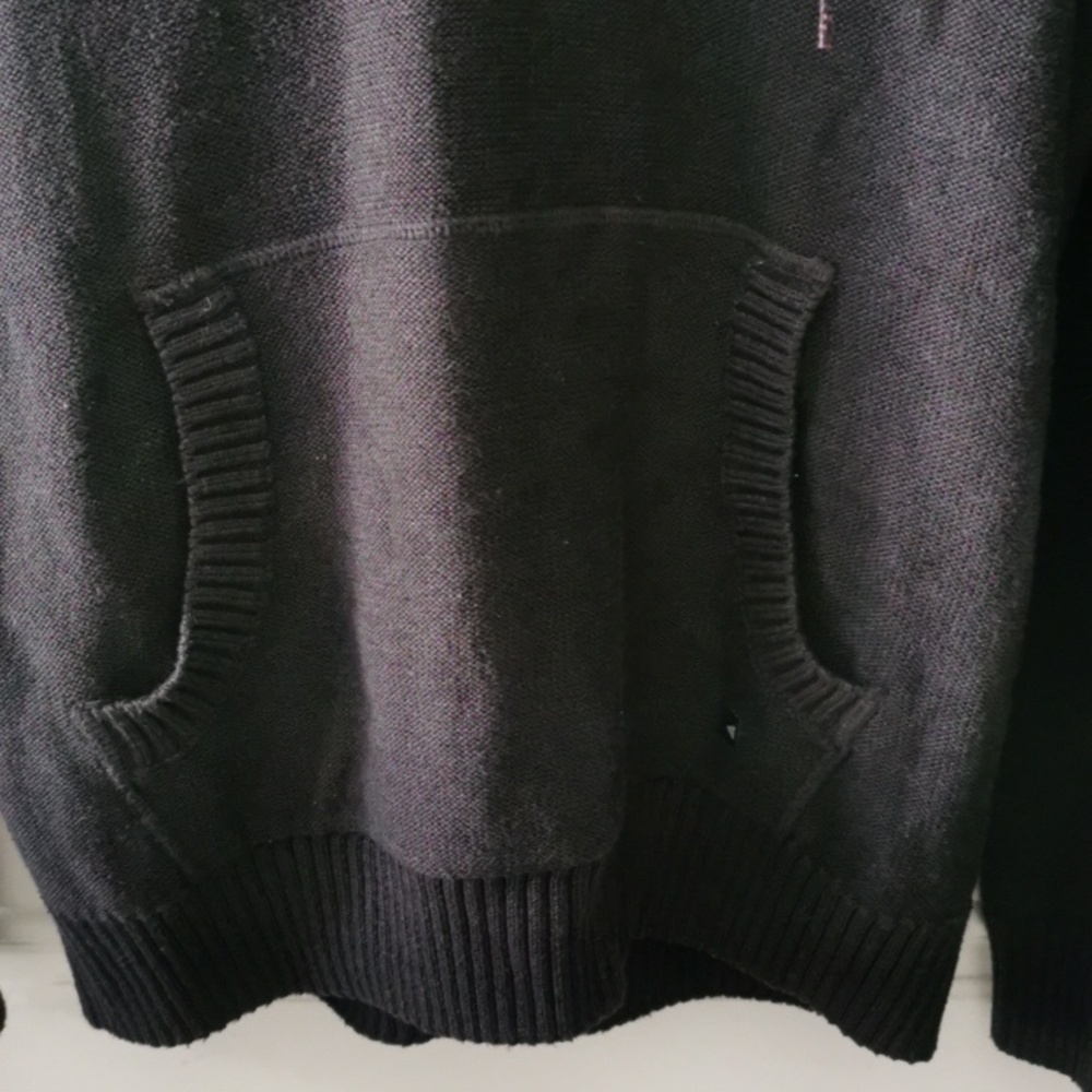 Mens KOLBY gray knit pullover hoodie henley preppy sweater/pockets. Size Large - Picture 5 of 8